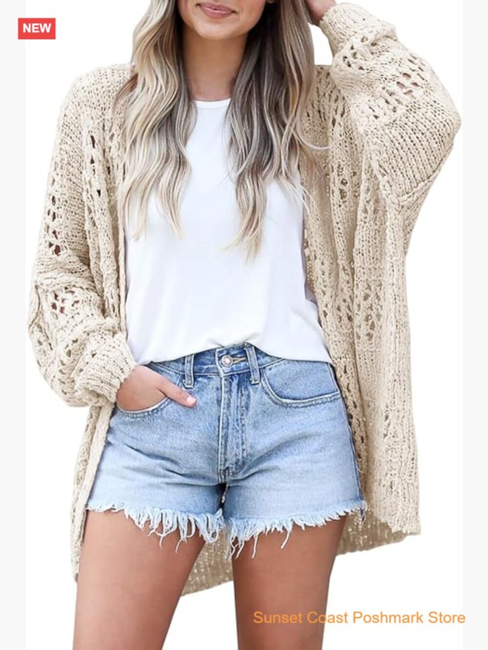 Womens Crochet Cardigan Sweater Kimonos Boho Oversized Open Front Lightweight